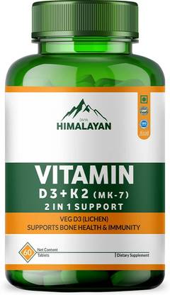 Divya Himalayan Vitamin D3 K2 MK7 | Vitamin D3 Tablets Lichen Source | Vitamin D Supplements