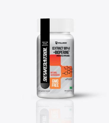 TQ Wellness Resveratrol Extract 98 % With Patented BioPerine 255 mg