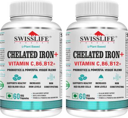 SWISSLIFE FOREVER Combo Pack Of Chelated Iron Folic acid with Vitamin C Veg Capsules
