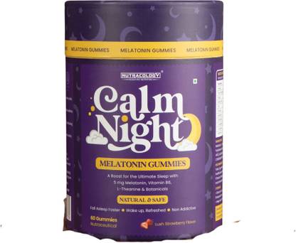Nutracology Calm Night Melatonin Gummies for Deep Sleep Reduced Stress | No Added Sugar |
