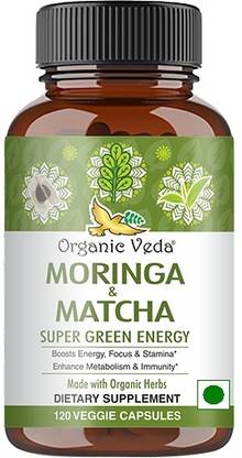 Organic Veda Moringa & Matcha Super Green Energy 120 Capsules
