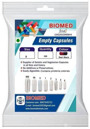 biomed Pharma raw materials size 0 Red / Black Empty capsules