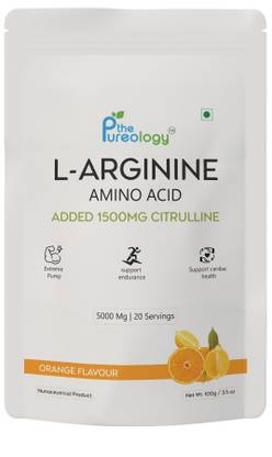 thepureology L-Arginine 3500mg + Citrulline Malate 1500mg Orange Flavour 100 grams