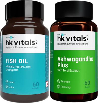 HEALTHKART hk vitals Fish Oil Omega 3 Capsules 1000 mg with Ashwagandha Plus