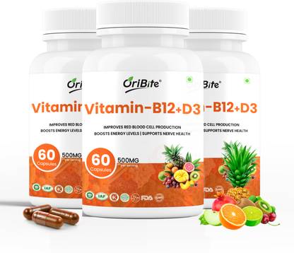 Oribite Vitamin-B12+D3 Capsules: Improves Red Blood Cell | Boosts Energy Levels