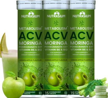 NUTRASIUM ACV Moringa, Supports Weight Management , No Added Sugar 45 Effervescent Tablet