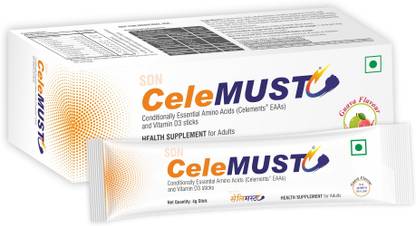 Celemust with EAA (Essential Amino Acids- BCAA) | Guava Flavor | 10 Sticks