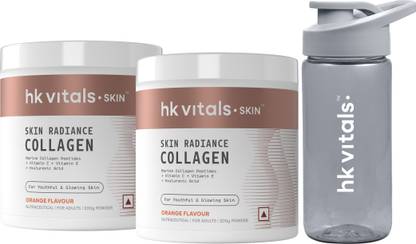 HEALTHKART Skin Radiance Collagen Supplement with Biotin, Orange with Sipper