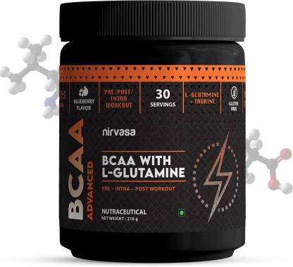 Nirvasa BCAA Pre Workout Advanced Powder with L-Glutamine of Blueberry Flavour- 210 G Protein Shake