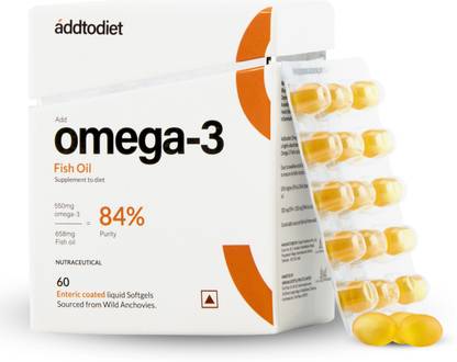 addtodiet Omega 3 Fish Oil 84% Purity Enteric Coated for Men & Women