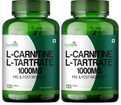 Simply Herbal L-Carnitine L-Tartrate 1000mg Per Serving - Double Strength Formula & Fat Burner