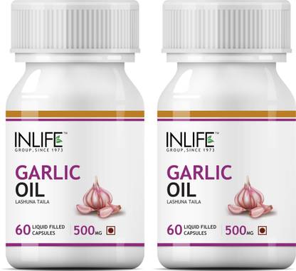 INLIFE Garlic Oil for Heart, Cholesterol and Weight Loss (60 No) (2 Pack)