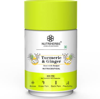Nutriherbs Turmeric & Ginger Capsule with Black Pepper and Bio Curcumin for Joint Health
