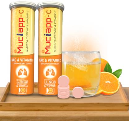 Muciapp Vitamin C Effervescent Tablets- Multivitamin For Good Health| Lungs Cleaner& Detox
