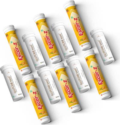 Glutone 1000 Effervescent 15 Tablets(Pack of 6)&Escor-Z Orange 20 Tablets(Packof 6)