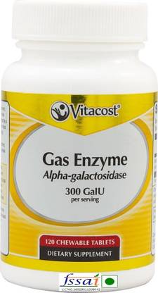 Vitacost Gas Enzyme Alpha-galactosidase -- 300 GalU per serving Chewable