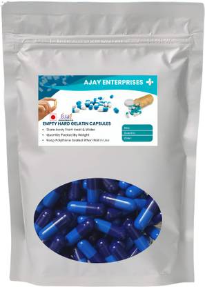 Ajay Enterprises Empty Gelatin Capsules Pharma Raw Materials (D,Blue-L,Blue (Size 0)1000Pieces)