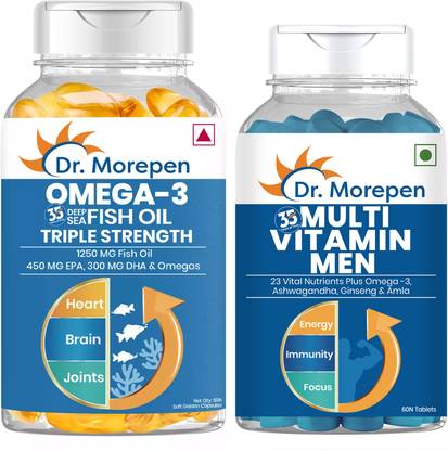 Dr. Morepen Multivitamin Men And Omega 3 Triple Strength For Heart Health, Bones & Joints