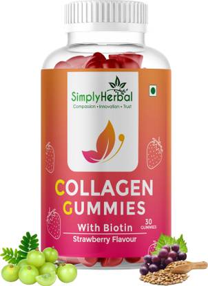 Simply Herbal Collagen Gummies with Biotin | Collagen Builder for Hair Growth & Glowing Skin