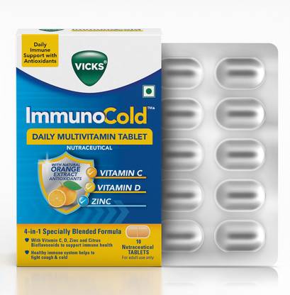 VICKS ImmunoCold 10s Pack, Daily MultiVitamin Tablet, Immunity from Cough & Cold
