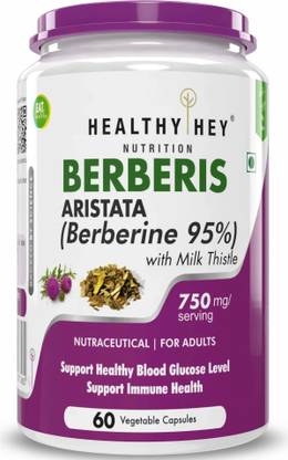 HealthyHey Nutrition Berberis (Berberine 95%) with Milk Thistle - 60 Vegetable Capsules