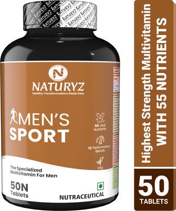NATURYZ Men's Sport Multivitamin for men With 55 Vital Nutrients & 13 Performance Blends