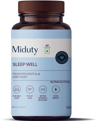 Miduty Sleep Well - Melatonin - Valerian Root - Deep Sleep Support - Stress Relief