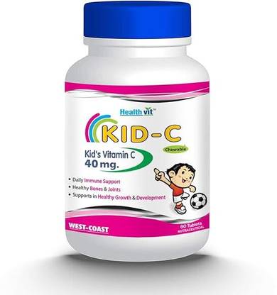 HealthVit KID-C Kid's Vitamin-C For Immunity Boost & Skincare | 60 Chewable Tablets