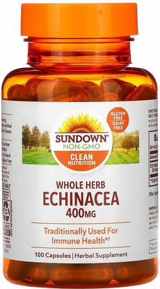 Sundown Naturals Whole Herb Echinacea, 400 mg, 100 Capsules