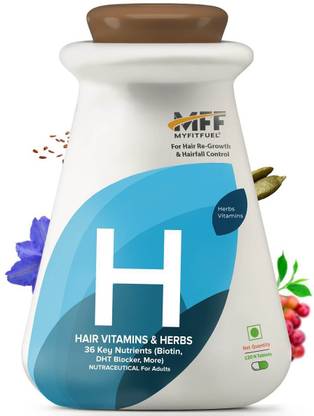 MyFitFuel Hair Vitamins + DHT blocker (36 Vitamins, Mineral & Herbs) Hair Regrowth 120 Nos