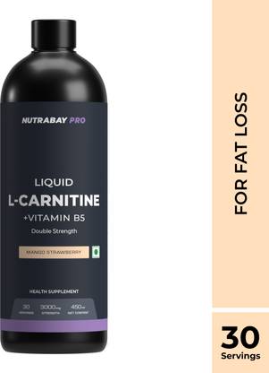 Nutrabay Pro Liquid L-Carnitine 3000mg (Double Strength) with Vitamin B5 for Fat loss