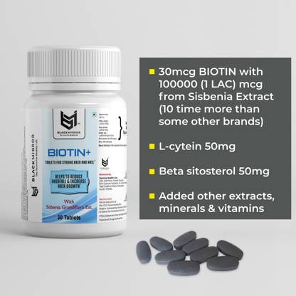Black mirror BIOTIN 100000(1 Lac)mcg Sisbenia with beta sitosterol for HEALTHY HAIR NAIL SKIN