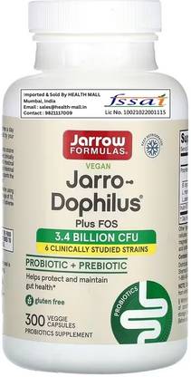 Jarrow Formulas Vegan Jarro-Dophilus Plus FOS, 300 Veggie Capsules