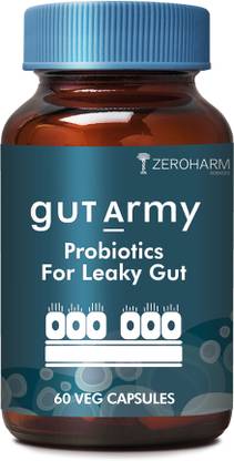 ZEROHARM Gut Army Probiotics Capsules for Leaky Gut|Advanced Strains for strong gut wall