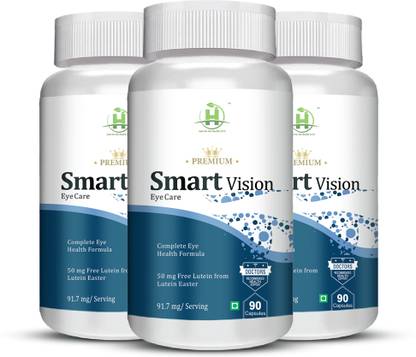 Healthy Nutrition Smart Vision 90 Capsules with Zeaxanthin Eye Care Supplement Pack of 3