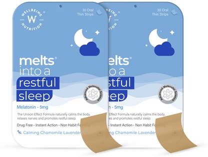 Wellbeing Nutrition Melts Restful Sleep Melatonin 5mg | Deep Sleep Supplement for Heathy Sleep cycle