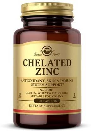 Solgar Chelated Zinc Tablets, 100 Tabs