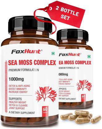 FOX HUNT Irish Sea Moss Complex-1000mg Burdock Root Capsules Immunity Booster