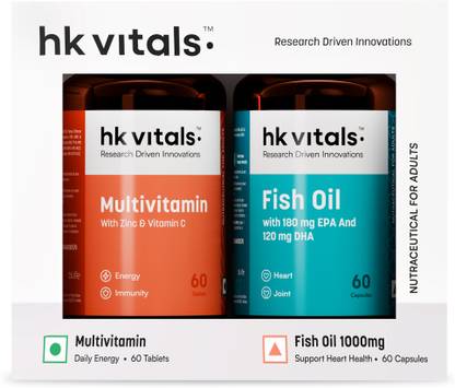HEALTHKART HK Vitals Fish Oil with Omega 3 and Multivitamin Combo, For Men and Women