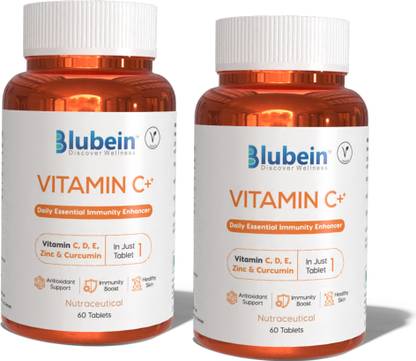 Blubein Vitamin C++ |Combination of Zinc & Curcumin| 60 Tablets x Pack of 2