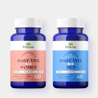 Prakruti Pure Herbs Dailyvita Men(60 Tab) and Dailyvita Women(60 Tab), Multivitamin Men and Women