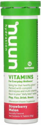 Nuun Hydration, Vitamins, Effervescent Vitamin Supplement, Strawberry Melon