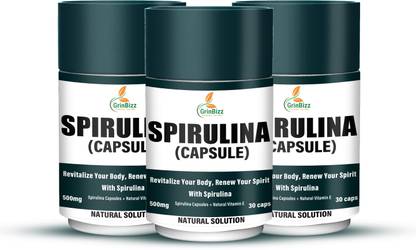 grinbizz Spirulina Capsule For Energy/High BP/Cholesterol Free/Immunity Booster