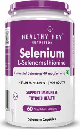 HealthyHey Nutrition Selenium Capsules, 40mcg, Non-GMO Superior Absorption 60 Vegetarian Capsules (60)