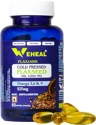 FLAXIARK Weheal Cold Pressed Flaxseed Oil Capsules 1000mg with Omega 3 6 9