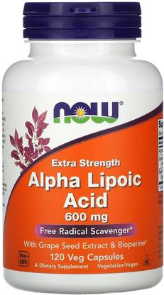 Now Foods Alpha Lipoic Acid, Extra Strength, 600 mg, 120 Veg Capsules