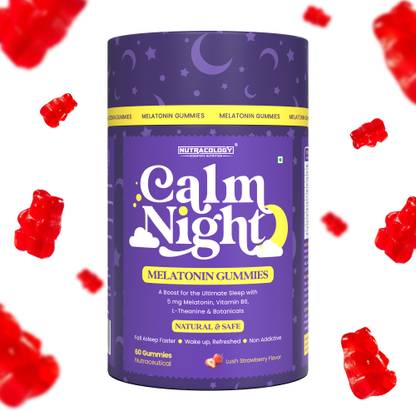 Nutracology Calm Night Melatonin Gummies for Deep Sleep Reduced Stress | No Added Sugar |