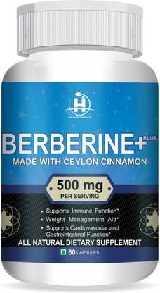 Healthy Nutrition Berberine HCL 500MG Capsules - 98% Highly Purified and Bioavailable