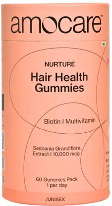 Amocare Biotin Gummies | Healthy Hair, Nails & Skin | Strawberry Flavor | Men & Women