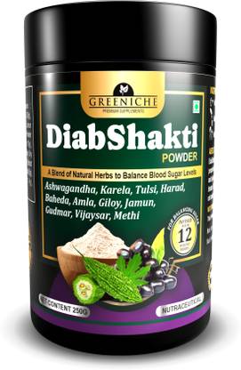 Greeniche Diabshakti Karela Jamun Powder with 12 Herbs for Maintaining Blood Sugar Levels